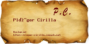 Pláger Cirilla névjegykártya